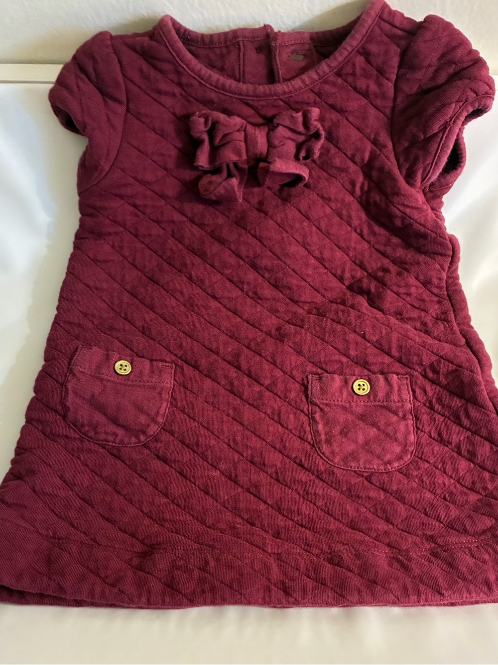 Janie and Jack Quilted Bow Pocket Dress - Plum